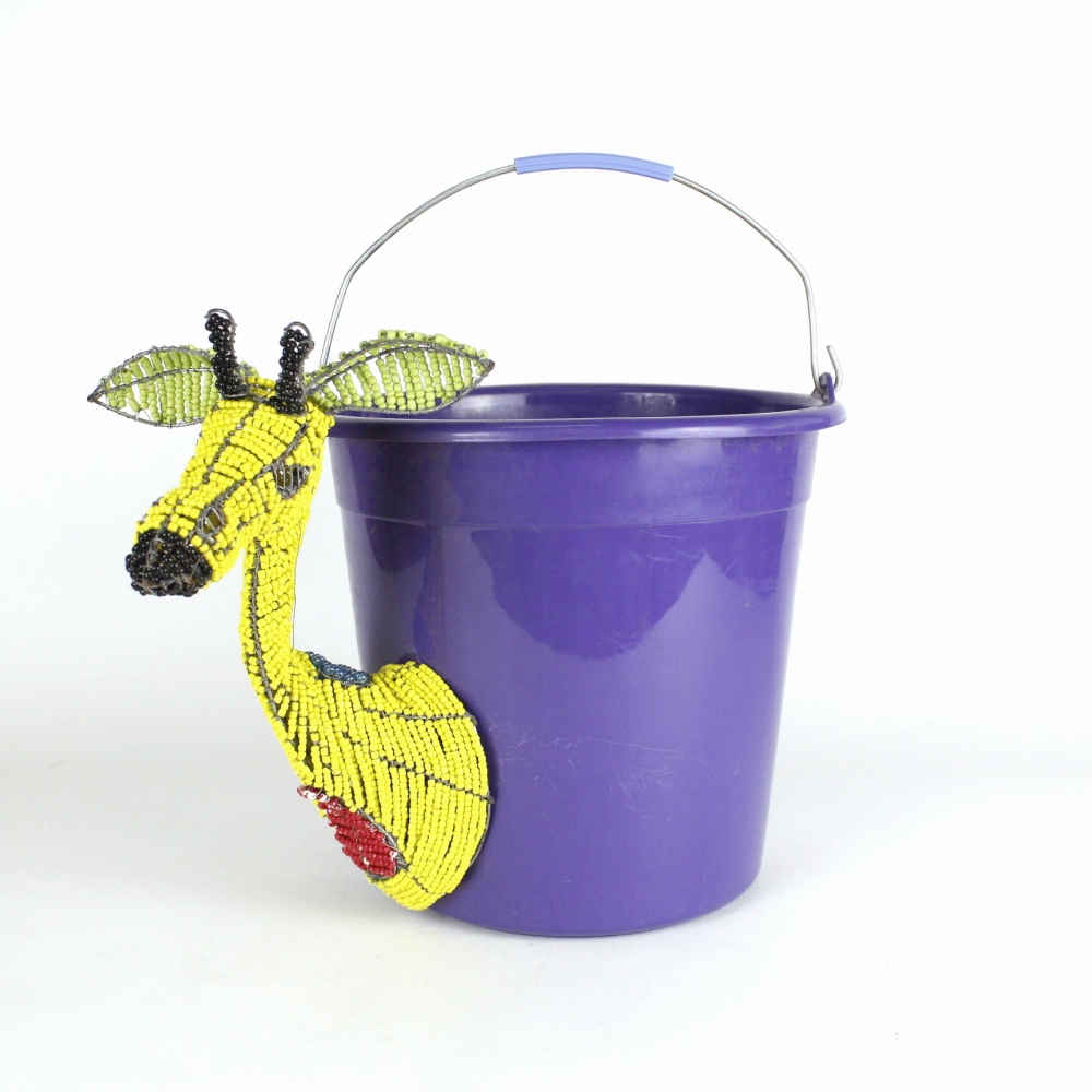 ブルキナビーズオブジェ バケツ キリン 紫 24SS一点物 @17000→13600