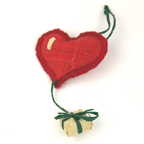 【SALE】ラフィアクリスマスオーナメント  ハート @800→400円