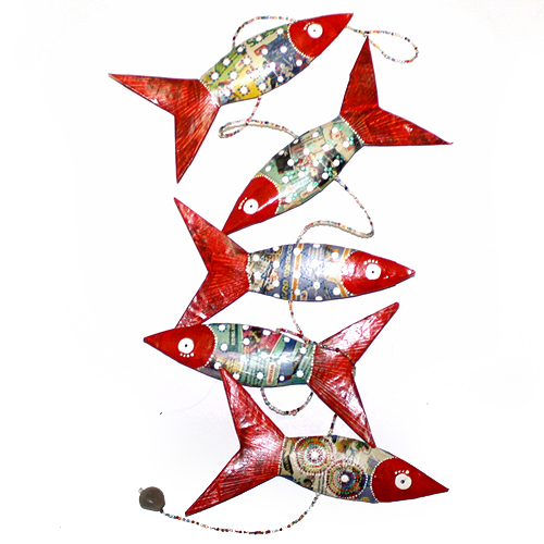 【SALE】張子モビール イワシ　赤系柄アソート