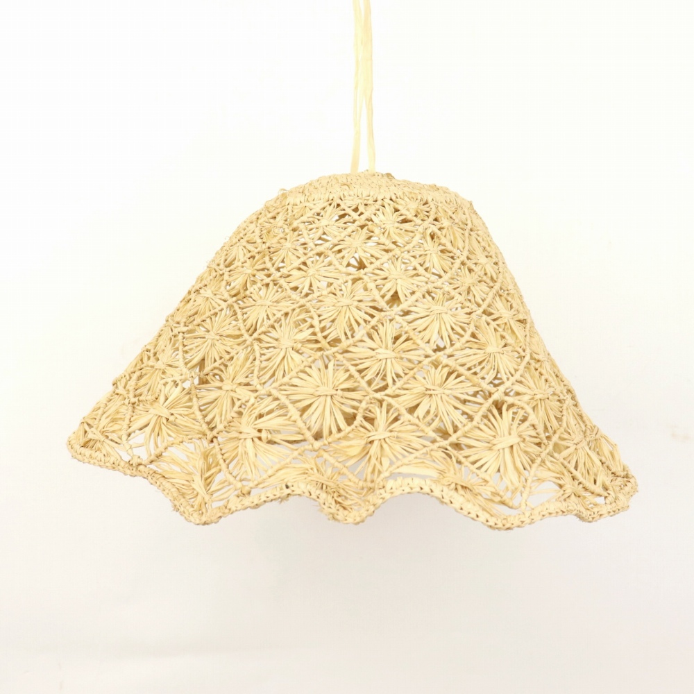 ラフィアかぎ編みマクラメランプシェード 花 小 NAT ※ソケット別 23SS一点物 @9500→7600円