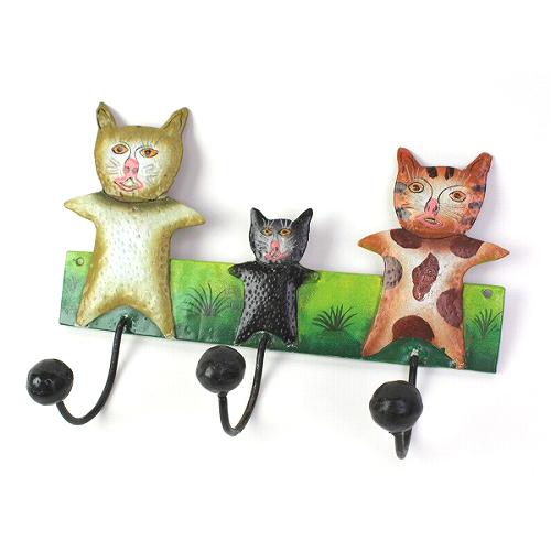 鉄ペイントフック3連  猫3匹