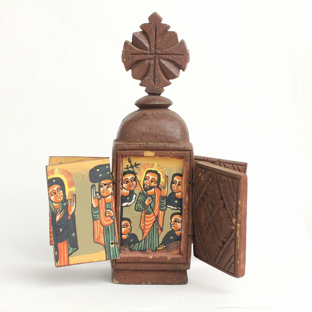 エチオピアンイコン 古 木製タワー型 一点物