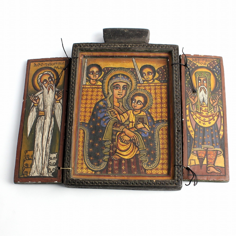 エチオピアンイコン大 古 木製クロス 一点物