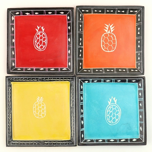 【SALE】ソープストーン 四角皿 パイナップル 色アソート @2000→800円