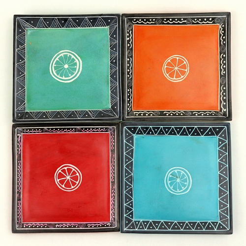 【SALE】ソープストーン 四角皿 レモン 色アソート @2000→800円