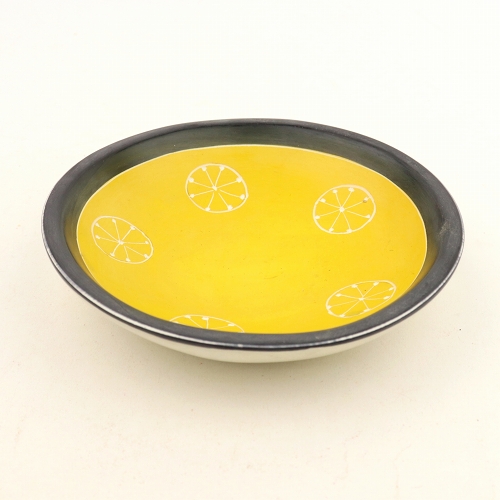 【SALE】ソープストーン 丸皿 大 レモン 黄 @3500→1200円
