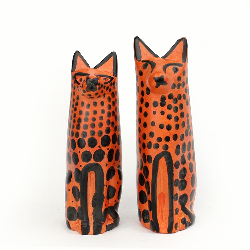 ソープストーン ポルカドットネコ 10CM オレンジ
