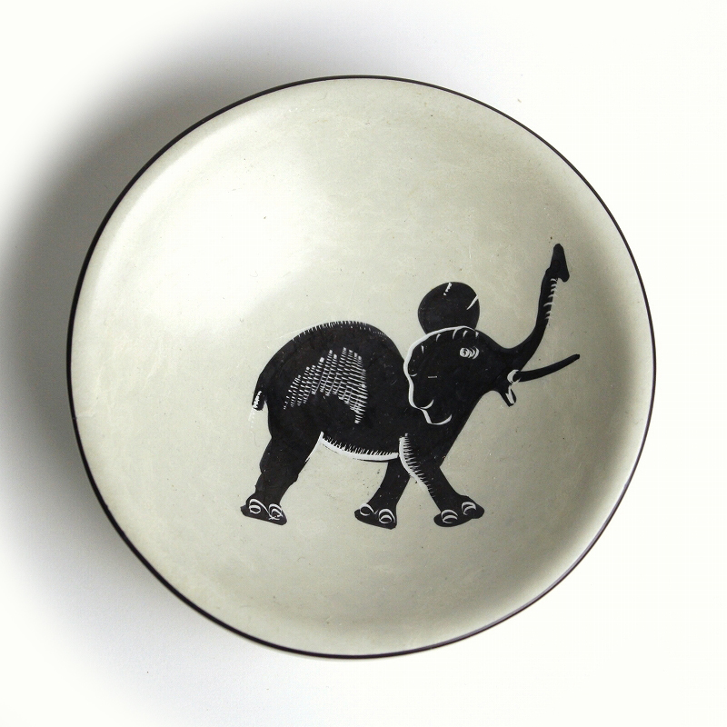ソープストーン 飾り皿 ナチュラル 中 ゾウ01
