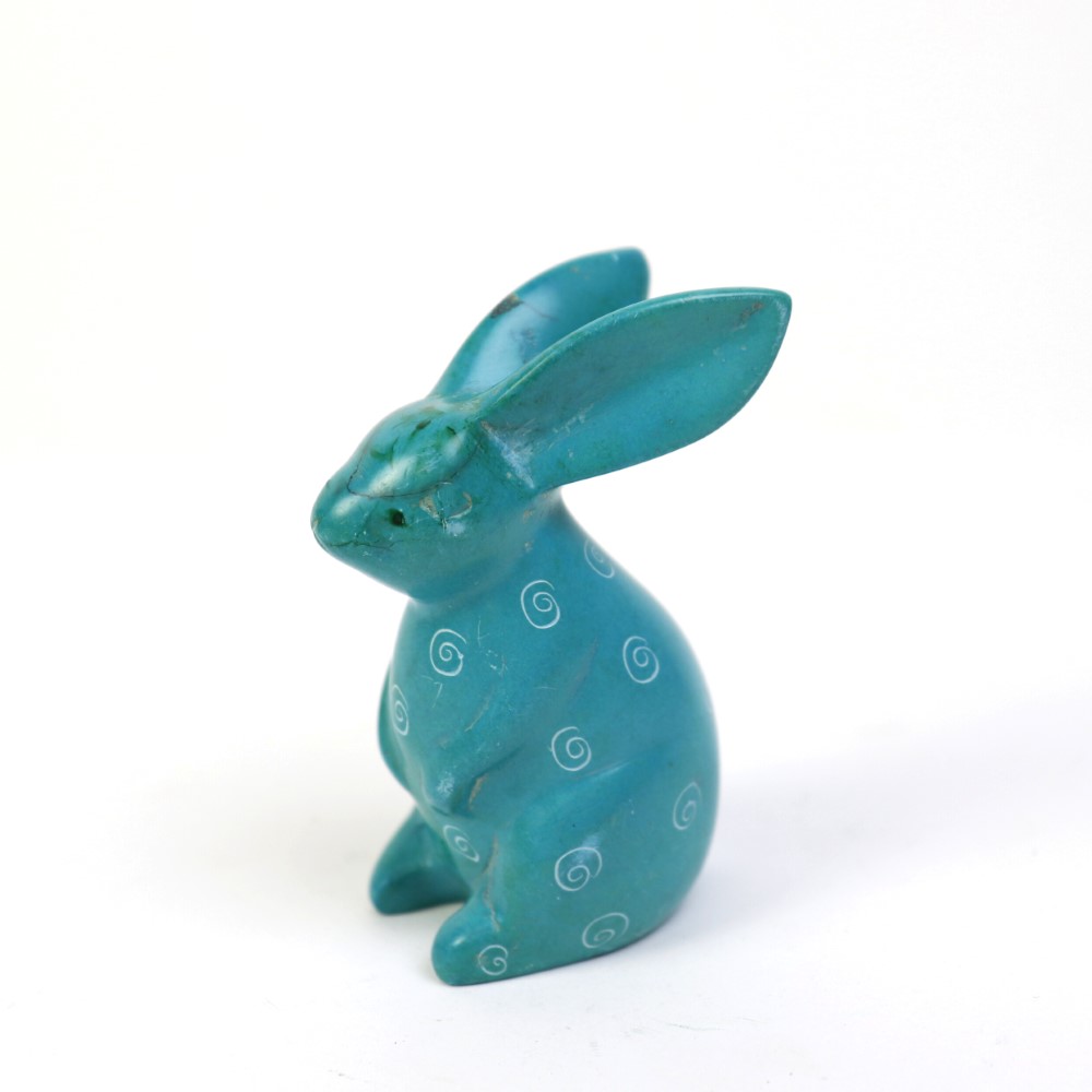 ソープストーン イースターバニー 柄 ターコイズ