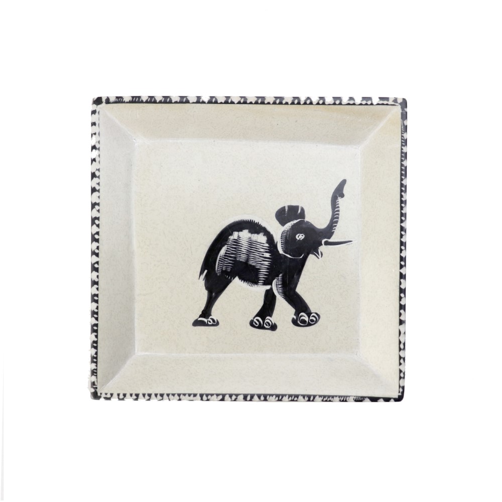 ソープストーン 四角皿 中 ナチュラル ゾウ