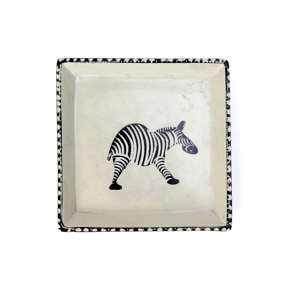 ソープストーン 四角皿 中 ナチュラル シマウマ