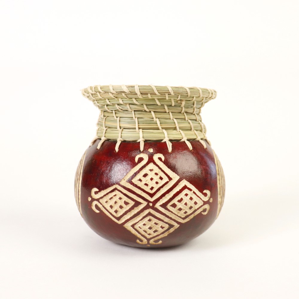 ひょうたんボウル縁付き 赤