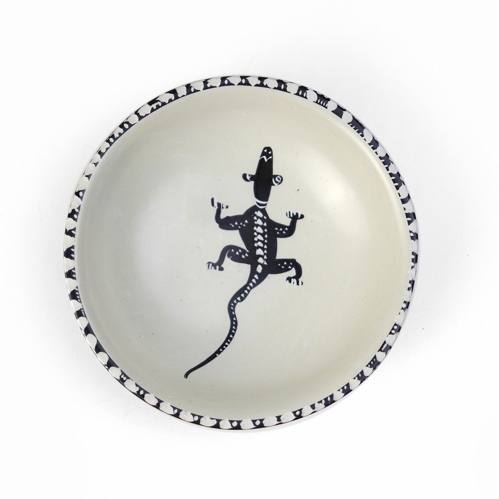 ソープストーン 飾り皿 ナチュラル 中 トカゲ