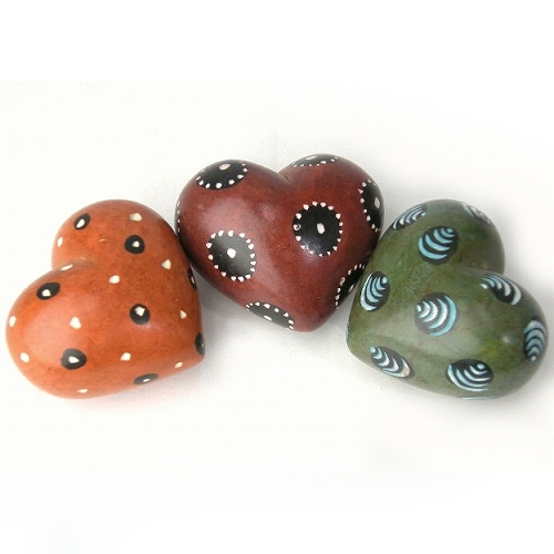 ソープストーン ハート型ペーパーホルダー 絵付き