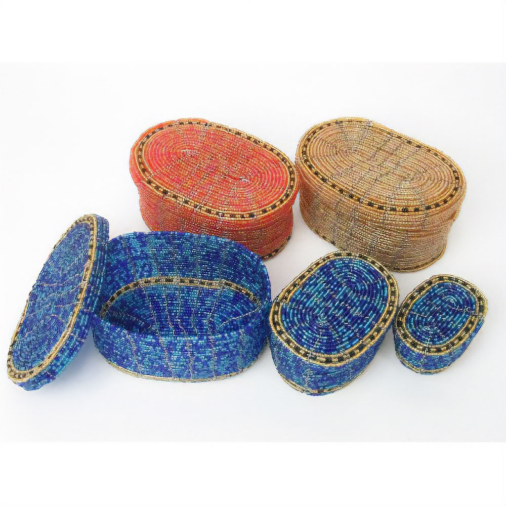 【SALE】ワイヤービーズ飾り箱(楕円)小  無地@1200→960円