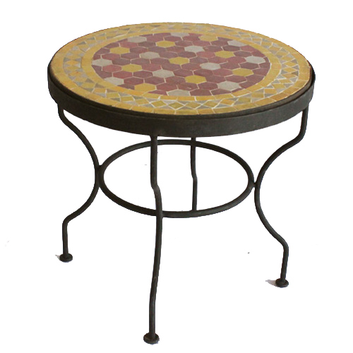 【SALE】モザイクテーブル 鉄脚 丸テーブル径4 樹脂はめ込 送料別 @45000→22500円