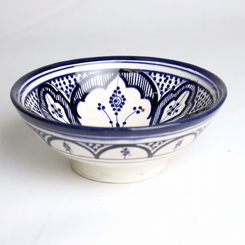 サフィ陶製 サラダボウル 径18CM 白×青