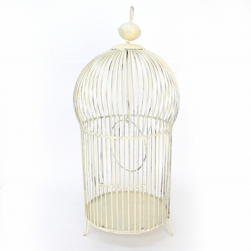 モロッコ製ペイント鳥かご　アイボリー　大