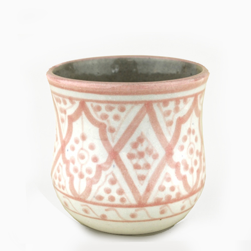 モロッコ手描き陶器 ぷっくりカップ ペールピンク