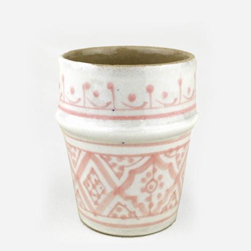 モロッコ手描き陶器 伝統カップ ペールピンク