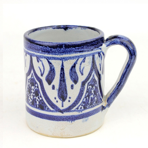 フェズ陶製飾りカップ大 03青