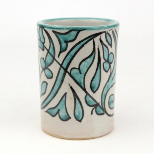 フェズ陶製飾りコップ　高 09緑