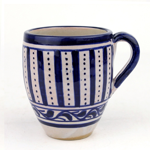 フェズ陶製飾りぷっくりカップ 04青