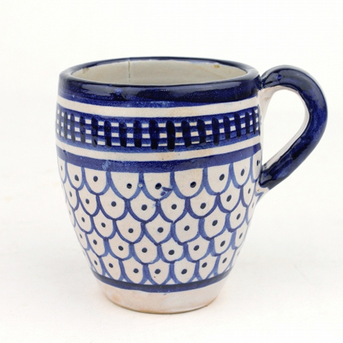 フェズ陶製飾りぷっくりカップ 05青