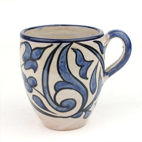 フェズ陶製飾りぷっくりカップ 07青