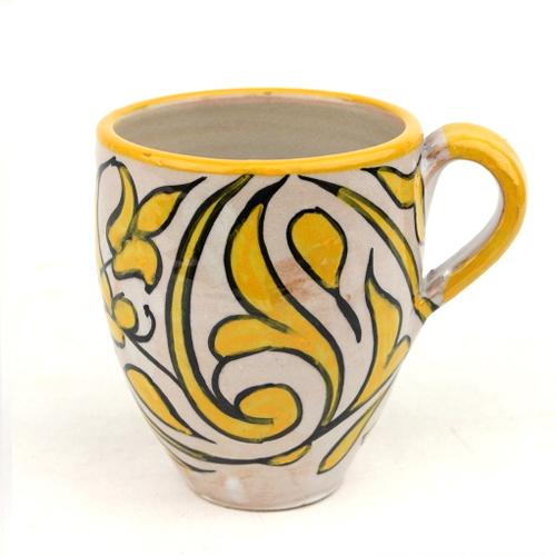 フェズ陶製飾りぷっくりカップ 08黄