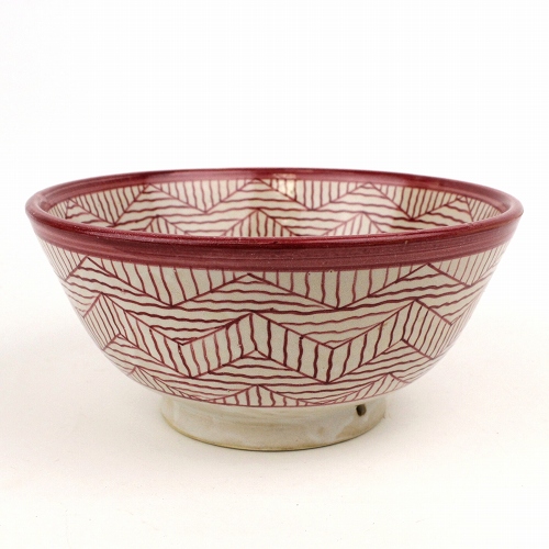 フェズ陶器ボウル 星幾何学模様 直径25 フシア