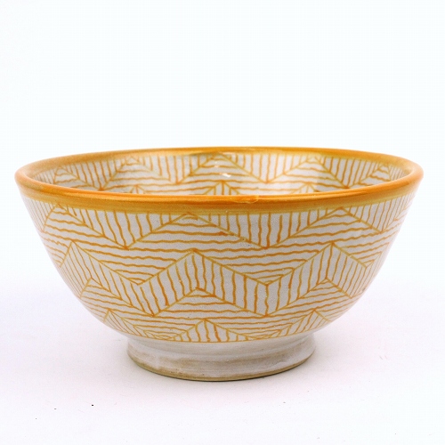 フェズ陶器ボウル 星幾何学模様 直径25 黄