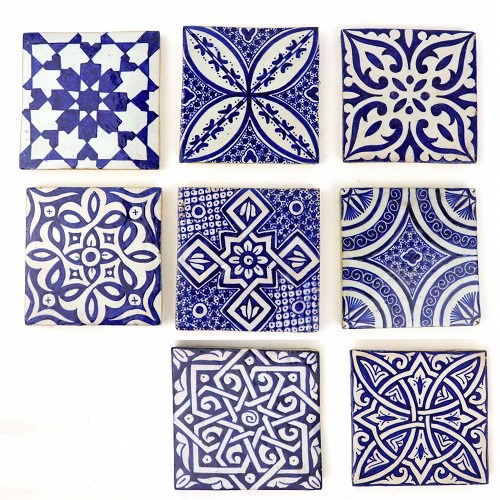 フェズ陶製タイル W10 _02青