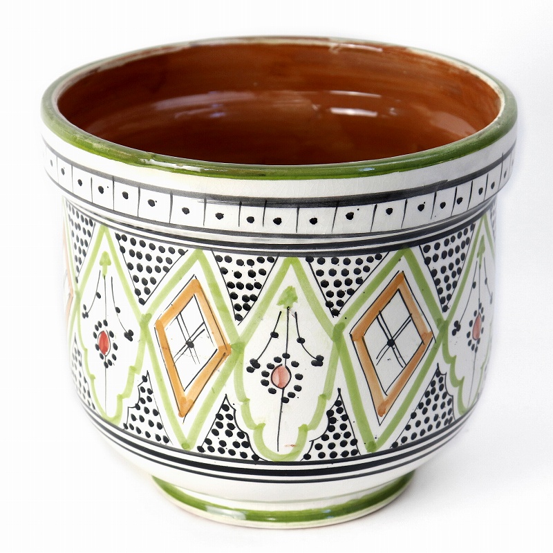 サフィ陶製植木鉢 ぷっくり H25 W25 緑マルチ
