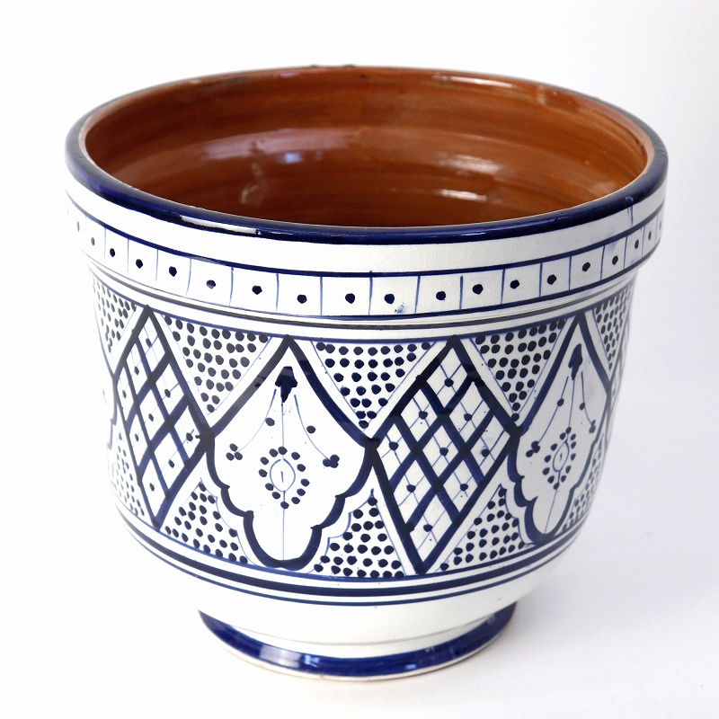 サフィ陶製植木鉢 ぷっくり H25 W25 青