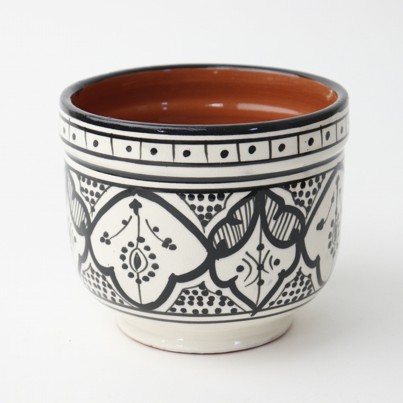 サフィ陶製植木鉢 ぷっくり H15 W15 黒