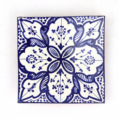 サフィ陶製飾り四角皿 中 W16  08青