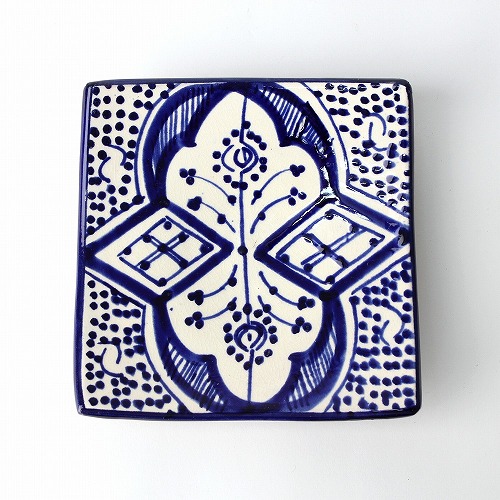 サフィ陶製飾り四角皿 小 W14