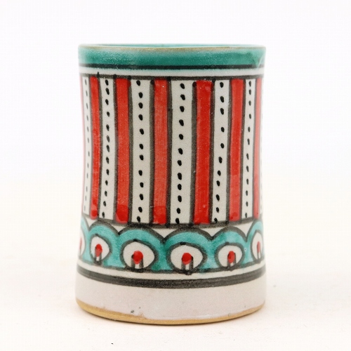 【SALE】フェズ陶製飾りコップ ハンドルなし 高 赤 @2300→1840円