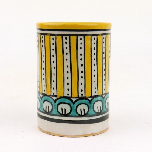 【SALE】フェズ陶製飾りコップ ハンドルなし 高 黄 @2300→1840円