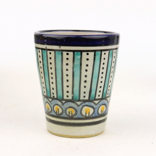 フェズ陶製飾りコップ ハンドルなし 青@1300→1040円