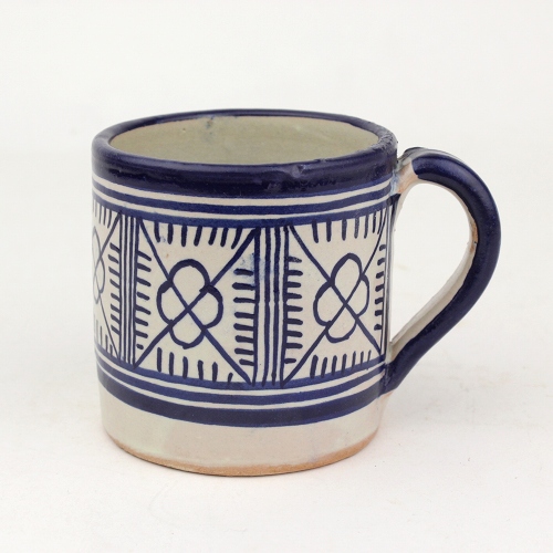 フェズ陶製飾りカップ小 04青