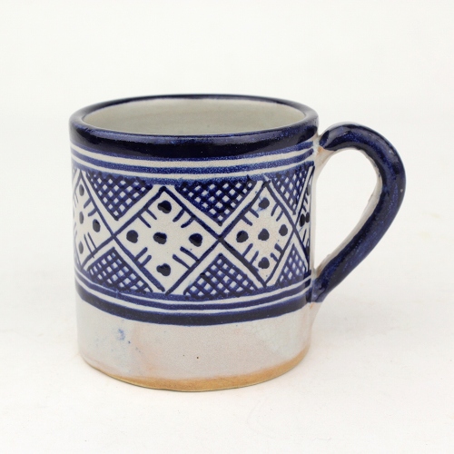 フェズ陶製飾りカップ小 06青