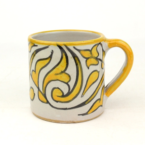 フェズ陶製飾りカップ小 07黄