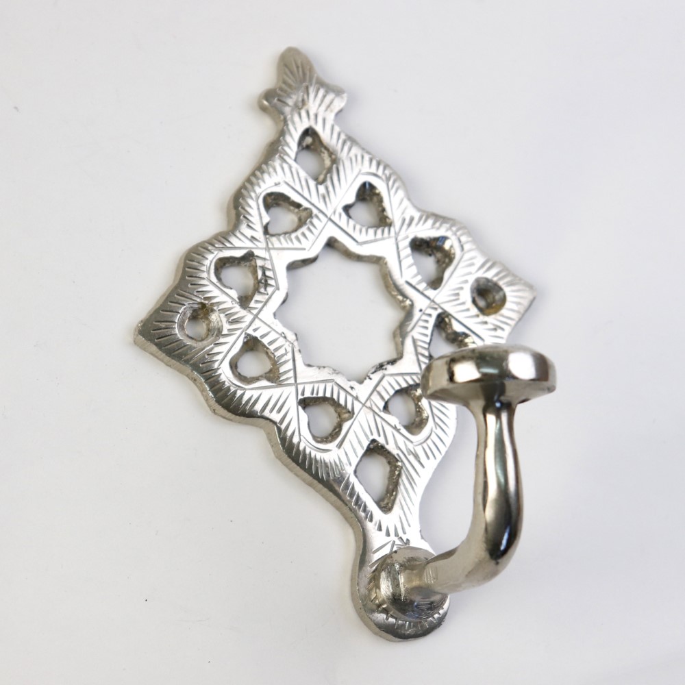 真鍮フック モロッコひし形模様 シルバー 一点物