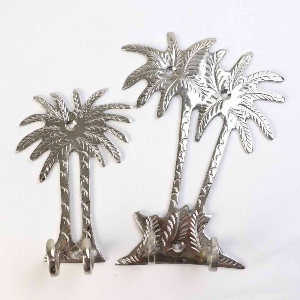 真鍮椰子の木ダブルフック シルバー 大/小 一点物