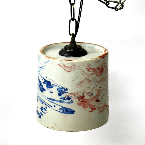 マーブル柄陶器 ポット型ランプシェード W15 H15 マルチ (本体) ※ソケット別A