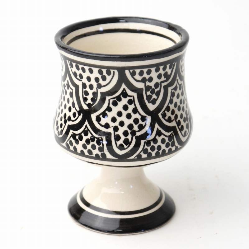 陶器 飾りワイングラス型コップ SALAH W6.5 H10 柄A