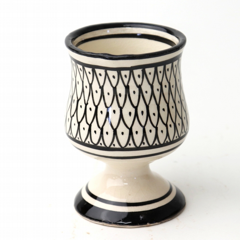 陶器 飾りワイングラス型コップ SALAH W6.5 H10 柄B