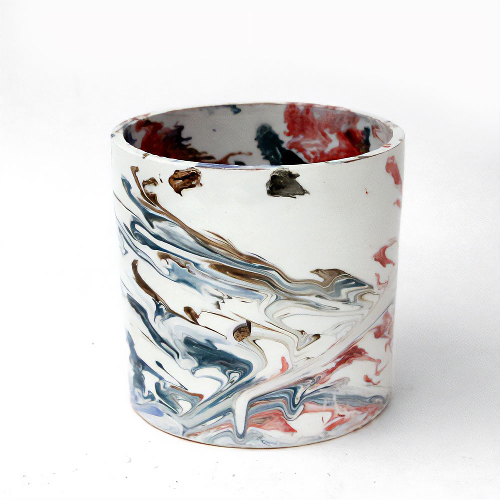 マーブル柄陶器 植木鉢 ミックス系